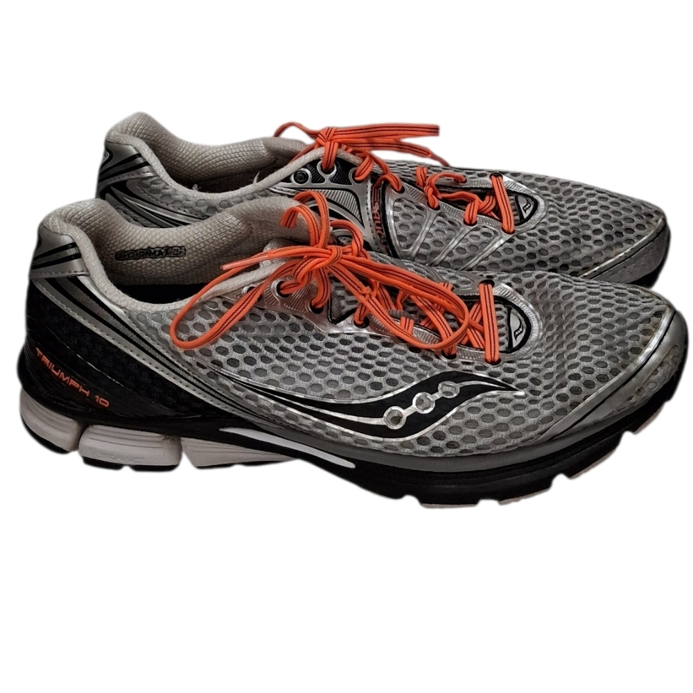 Saucony Triump 10 Silver, Black, and Orange Men's Athletic Sneakers Size 11.5